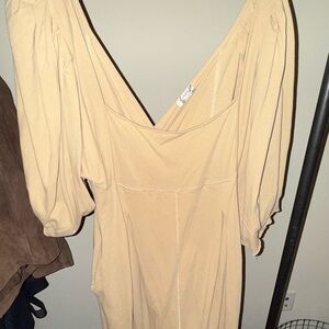 Free People Tan Long Sleeve Jumpsuit